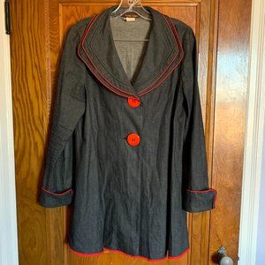 Design Today Jacket with Double Sculptured Collar, Red Tri and Large Red…